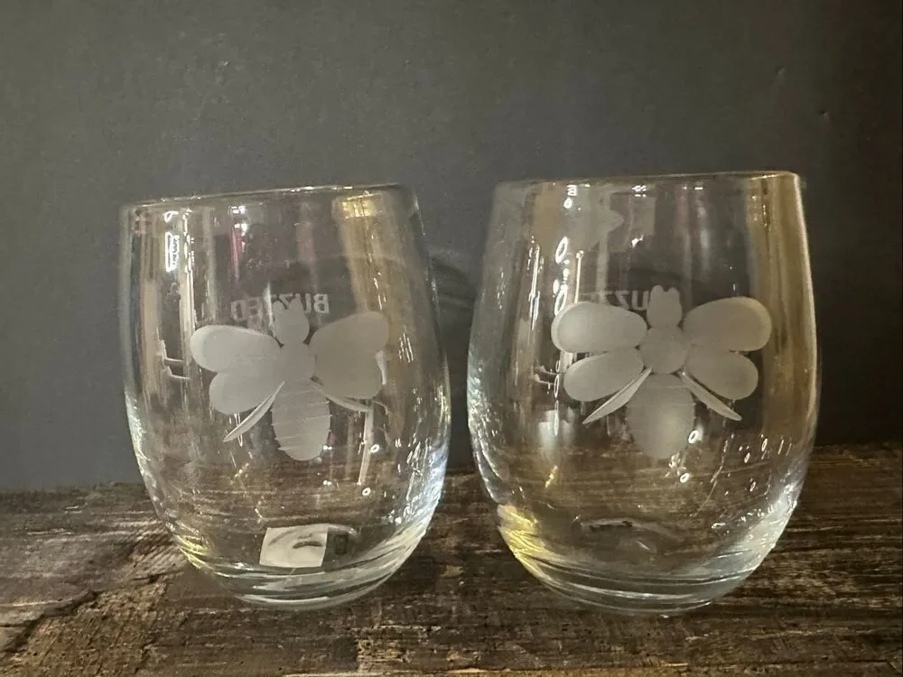TAG Clear Buzzed Stemless Wine Glass Set of 2